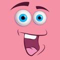 Smiling Cartoon Funny Face With Smiley Expression. Vector isolated Illustration on Pink Background Royalty Free Stock Photo